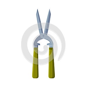 Gardening Scissors for Trimming, Agriculture Work Equipment, Garden Tool Flat Style Vector Illustration on White