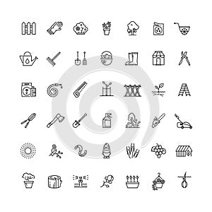 Gardening and seeding vector line thin icons