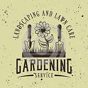 Gardening service vector colored emblem or badge