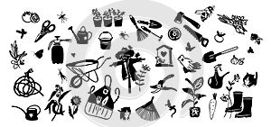 Gardening Set of icons. Agriculture Icons. Sowing seeds.