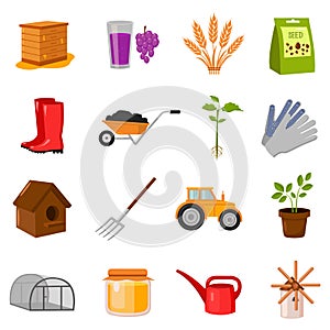 Gardening set vector icons. Collection of farm, agriculture, garden icons.