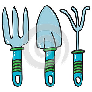 Gardening Tools: Cultivator, Trowel, Weed Fork photo