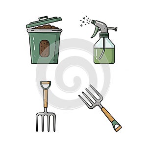 Gardening Tools Illustration Set