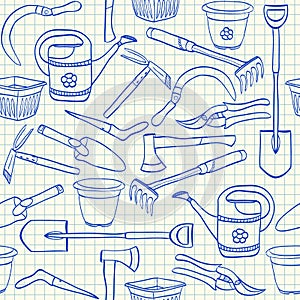 Gardening tools seamless pattern