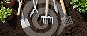 Gardening Tools on Soil
