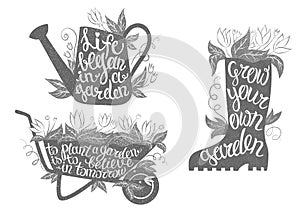 Jardinería tipografía pósters colocar inspirador citas 