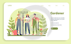 Gardening web banner or landing page. Idea of horticultural designer