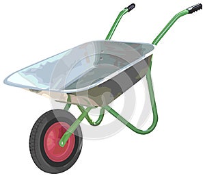 Gardening wheelbarrow on one wheel. The empty truck