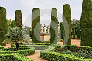 The gardens of Alcazar of the Christian Monarchs in Cordoba, Andalusia, Spain