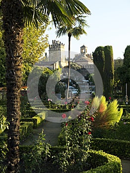 Gardens of Alcazar de los Reyes Cristianos in Cordoba. Spain.