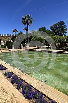 Gardens of Alcazar de los Reyes Cristianos, Cordoba, Spain. The place is declared UNESCO World Heritage Site. CORDOBA, SPAIN