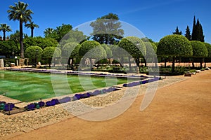 Gardens of Alcazar de los Reyes Cristianos, Cordoba, Spain. The place is declared UNESCO World Heritage Site. CORDOBA, SPAIN