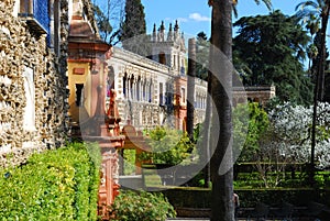 The gardens of Alcazar in Seville, Spain