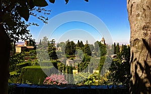 Gardens of Alhambra palace and fortress complex located in Granada