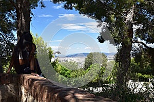 Gardens around the wall in MonjuÃ¯c Castle, Barcelona photo