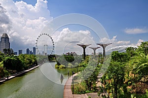 Gardens by the Bay and Singapore Flyer, Singapore.