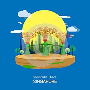 Gardens by the Bay Singapore Garden City illustration design.ve