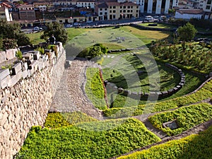 Gardens at Church of Santo Domingo and Coricancha Temple in peruvian Cusco