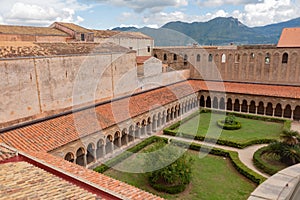 The Gardens With the Cloister Inside The Cathedral Of Monreale Near Palermo in The South of Italy