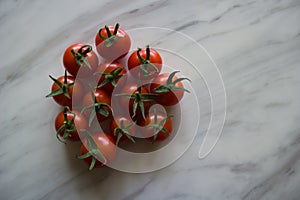 Gardens delight tomatoes grouped together with copy space