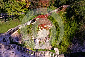 The gardens of the fountain in NÃÂ®mes, France photo