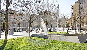 Gardens and fountains of Plaza de Lesseps in Barcelona photo