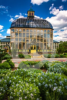 Gardens and the Howard Peters Rawlings Conservatory in Druid Hill Park, Baltimore, Maryland.