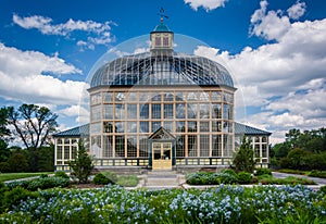 Gardens and the Howard Peters Rawlings Conservatory in Druid Hill Park, Baltimore, Maryland.