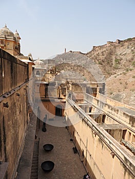 Gardens in the inner courtyard of Amber fort, Jaipur, Rajasthan, India