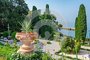 Gardens of the Miramare palace in Trieste, Italy