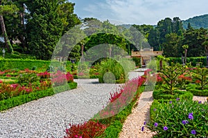 Gardens of the Miramare palace in Trieste, Italy