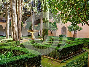 Gardens of Nasrid palaces of Alhambra in Granada, Spain
