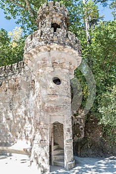 Gardens of the Palace Quinta da Regaleira in Sintra, Portugal