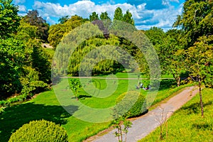 Gardens of St. Fagans Castle near Welsh capital Cardiff