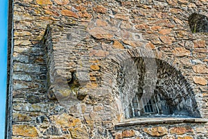 A garderobe, toilet in a stone fortress wall photo