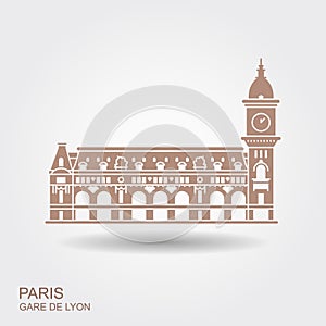 Gare de Lyon in Paris. Vector con with shadow photo