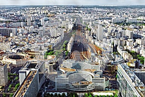 Gare Montparnasse(Railway Station)view from Tower Montparnasse.Paris, France