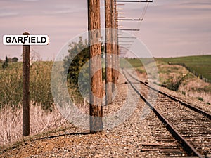 Garfield Signage, Vintage Railway Line,California