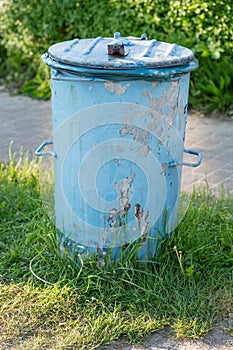 Blue gargabe bin