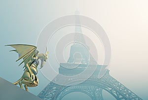 Gargoyle and Eiffel Tower
