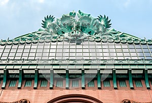 Gargoyle on the roof of the Harold Washington Library. photo