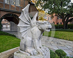 Gargoyle statue guarding a home in Highland Park, Texas