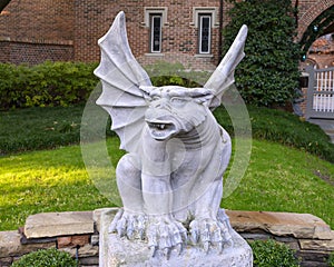 Gargoyle statue guarding a home in Highland Park, Texas