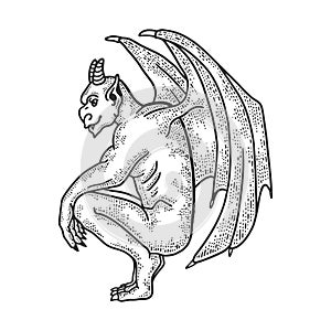 Gargoyle statue sketch vector illustration