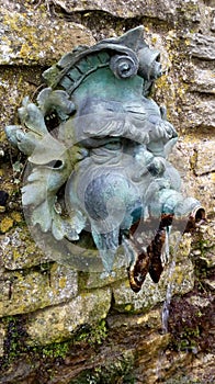 Gargoyle water feature fountain piece in garden