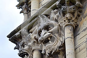 Gargoyles Adorning Building Faade, Create a sense of mystery and drama with the use of gargoyles and grotesques in architectural photo