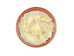 Gari, sliced ginger pickled, in a bowl on white background. photo