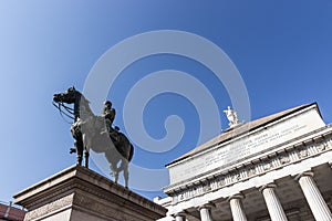 Garibaldi statue and Carlo Felice theater Genoa photo