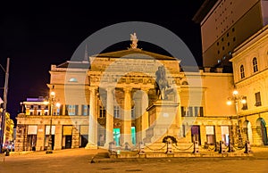 Garibaldi Statue in front of Teatro Carlo Felice in Genoa