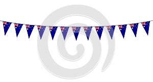 Garland with Australians pennants on white background photo